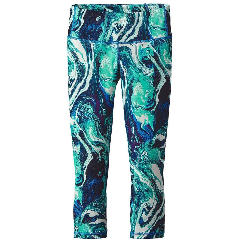 Women's Medium Patagonia Blue & White Centered Crops Leggings